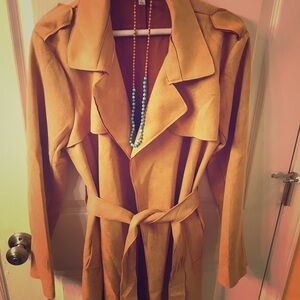 Long Buttery faux suede jacket.lightweight. Perfect for Fall🍁 Butter Yellow